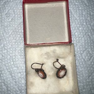 Earrings: Italian Marcasite and genuine shell cameo